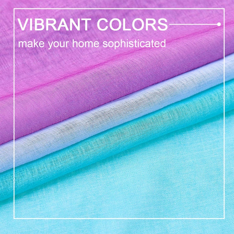 July Joy Faux Linen Ombre Sheer Curtains Blue and Purple 2 Tone Reversible Rod Pocket for Girls Bedroom, Privacy and Light Filtering Semi Gradient Window Curtain Pair, Set of 2 Panels, 54 x 84 inch - Image 5